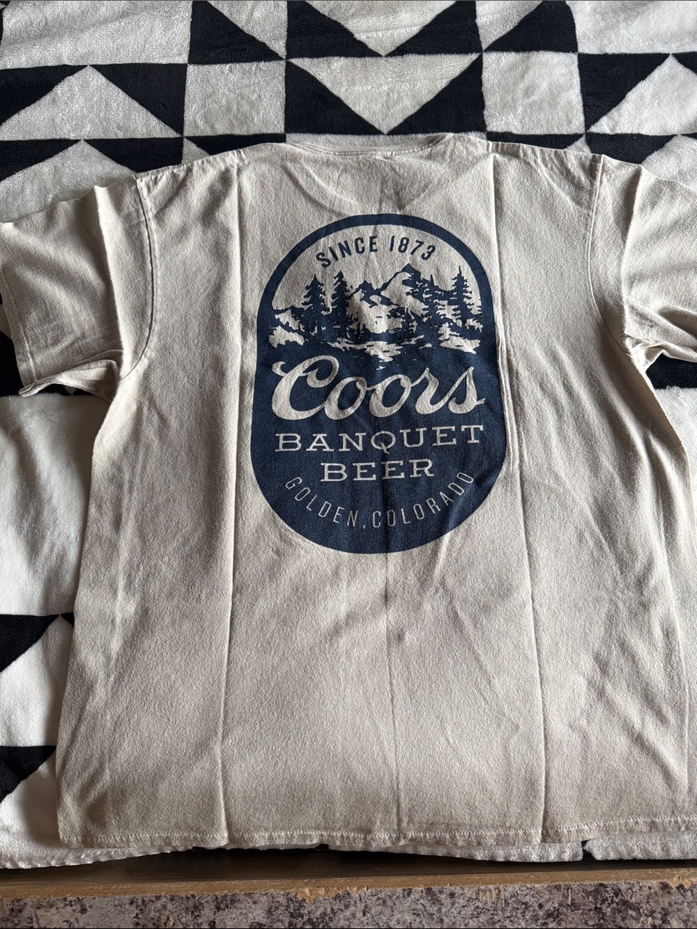 Banquet Beer Graphic Tee - Cream with Navy Logo